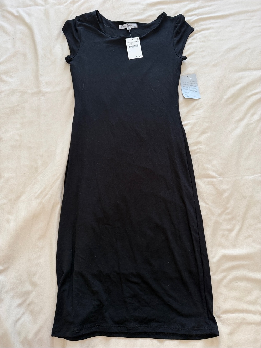 Velvet Torch Black Cap Sleeve Midi Dress